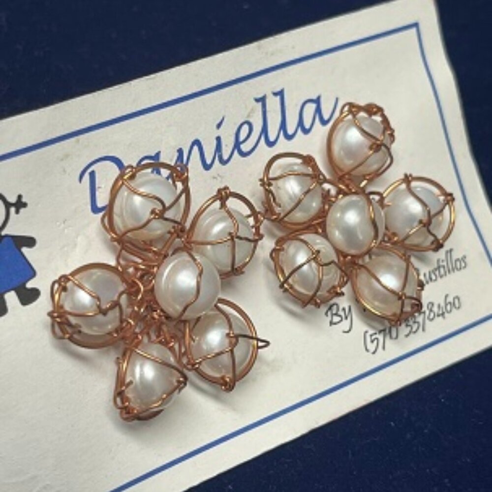 Buy 2 Get 1 FREE NWT Handmade Copper Wire Craft Earrings/Made Pearls By ME